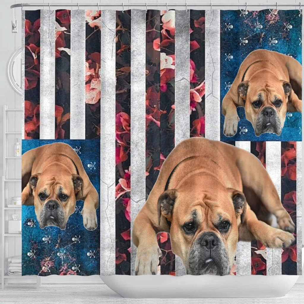 Bullmastiff Dog Print Waterproof Fabric Shower Curtain - Image 3