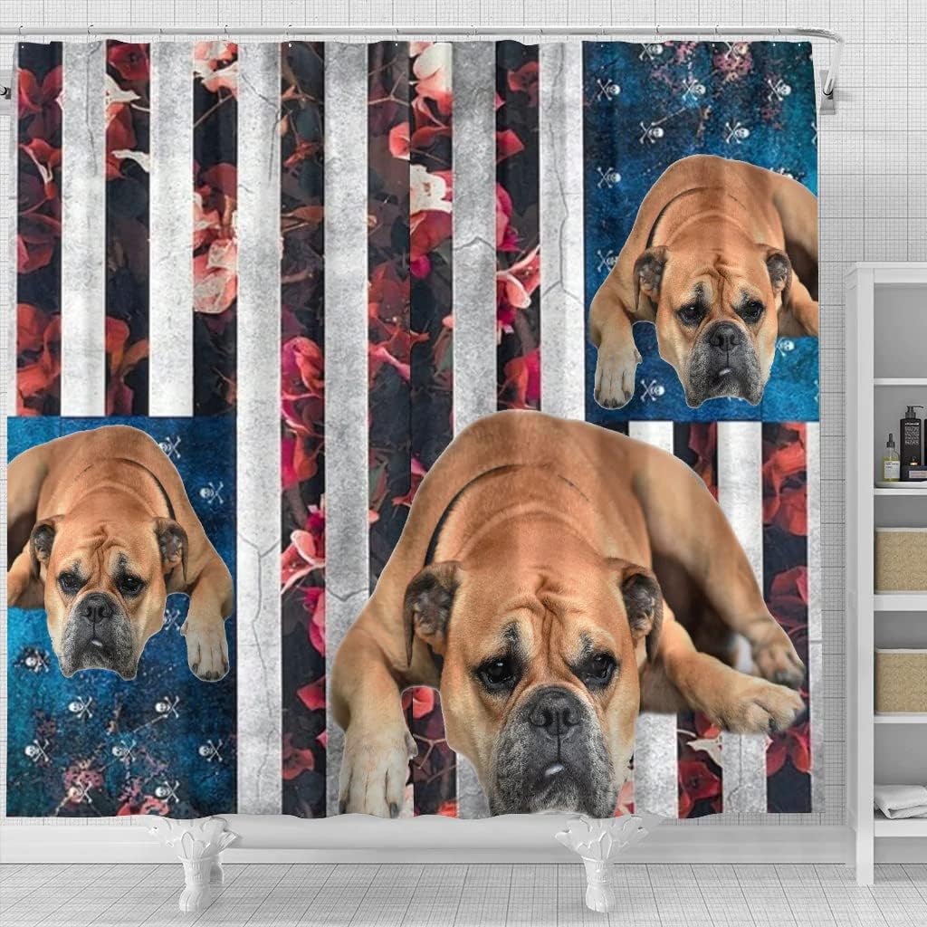 Bullmastiff Dog Print Waterproof Fabric Shower Curtain - Image 4