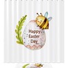Bumble Bee Honeycomb Shower Curtain - Vintage Bathroom Curtain with Retro Wood Daisy Printing 