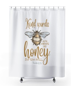 Bumblebee Print Shower Curtain with Kindness Bible Verse for Bathroom Decor