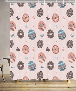 Bunny And Easter Eggs Fabric Shower Curtain For Bathroom Decor