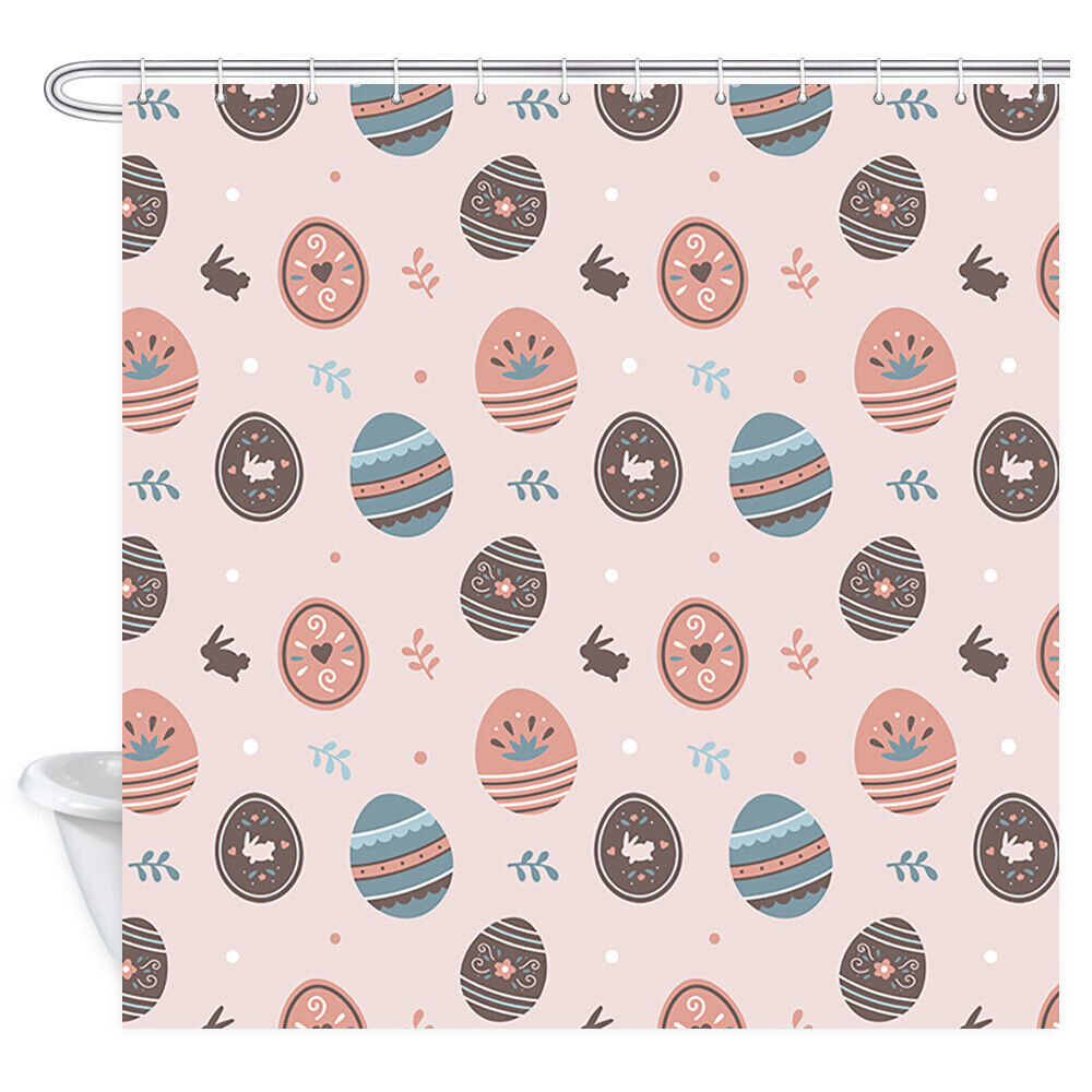 Bunny And Easter Eggs Fabric Shower Curtain For Bathroom Decor - Image 2