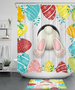 Bunny Easter Colorful Eggs Shower Curtain - Lively And Vibrant Bathroom Accessory