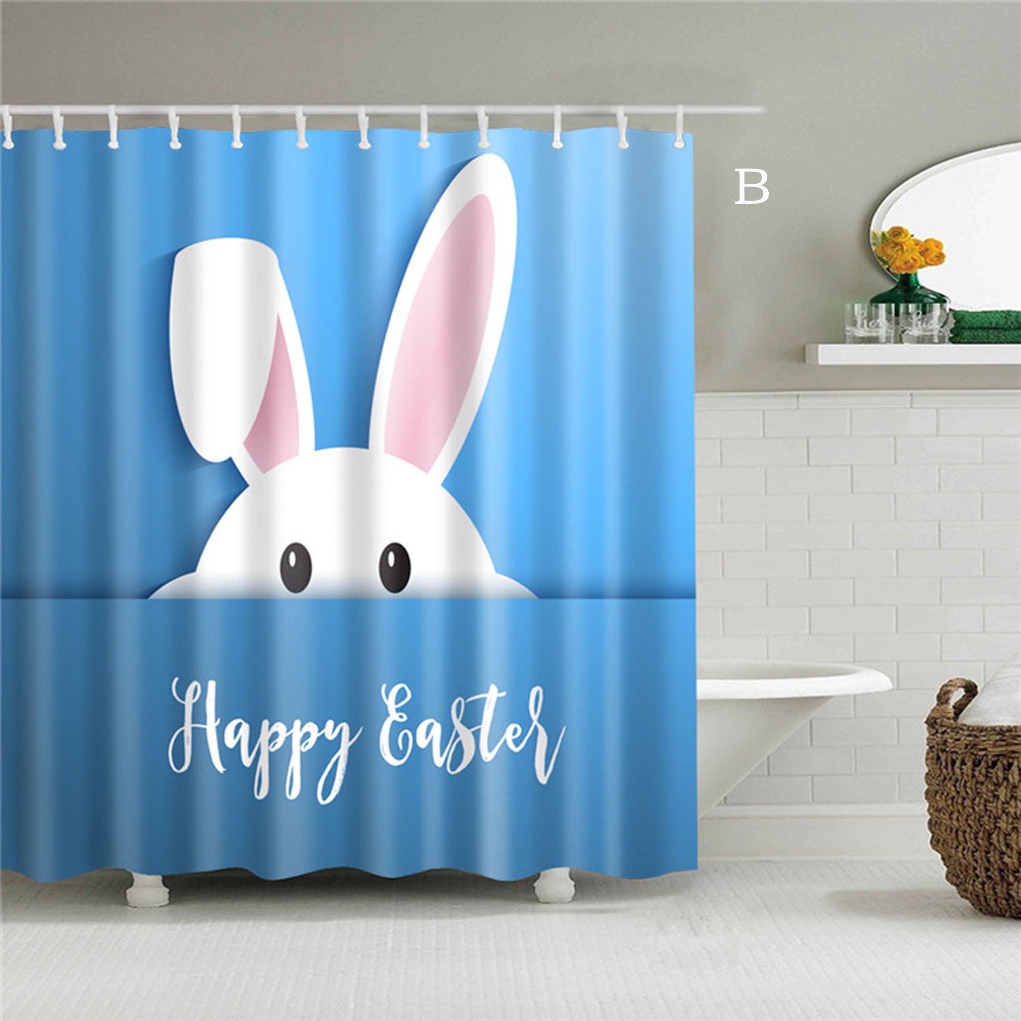 Bunny Easter Spring Quotes Shower Curtain - Whimsical Bathroom Decor For The Holiday Season - Image 2