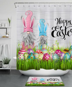 Bunny Elf Egg Happy Easter Shower Curtain - Quirky Bathroom Decor For The Holidays