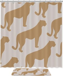 Bunny Mushroom Pink Bathroom Set With Waterproof Fabric Shower Curtain