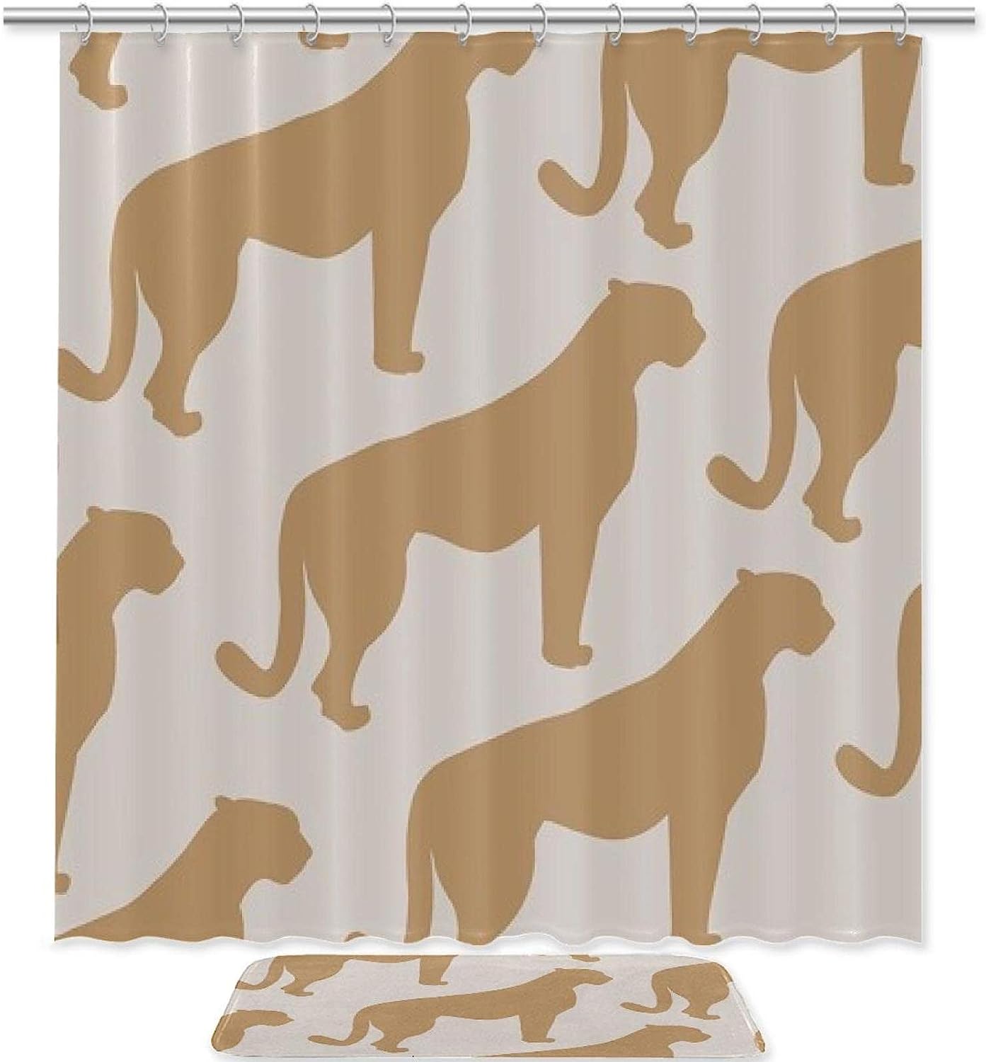 Bunny Mushroom Pink Bathroom Set With Waterproof Fabric Shower Curtain