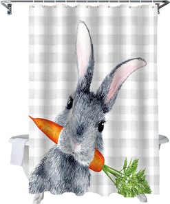 Bunny Rabbit Carrot Easter Shower Curtain With Shower Curtains Decorative