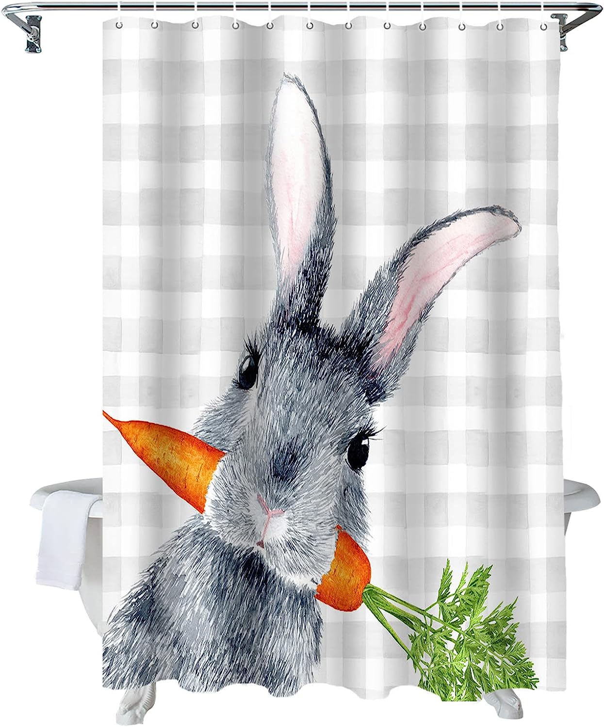 Bunny Rabbit Carrot Easter Shower Curtain With Shower Curtains Decorative