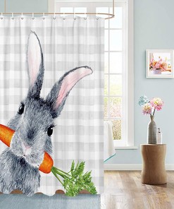Bunny Rabbit Carrot Easter Shower Curtain With Shower Curtains Decorative