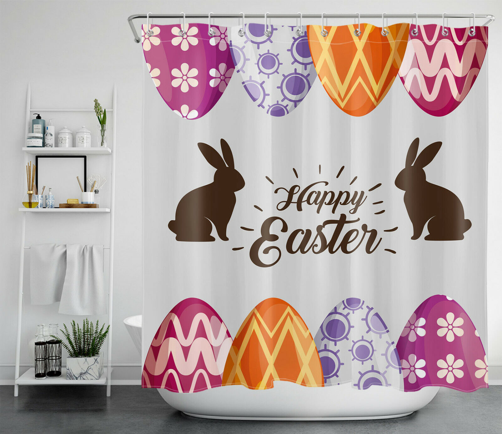 Bunny Silhouette Easter Shower Curtain - Image 2