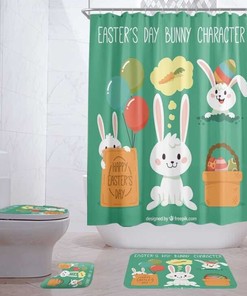 Bunny Waterproof Shower Curtain for a Lovely Easter - Shower Curtains Colorful