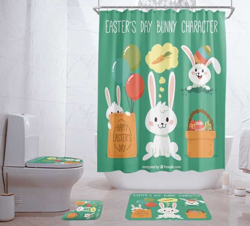 Bunny Waterproof Shower Curtain for a Lovely Easter - Shower Curtains Colorful