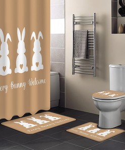 Bunny Welcome Happy Easter Shower Curtain - Cute And Durable Bathroom Accessory