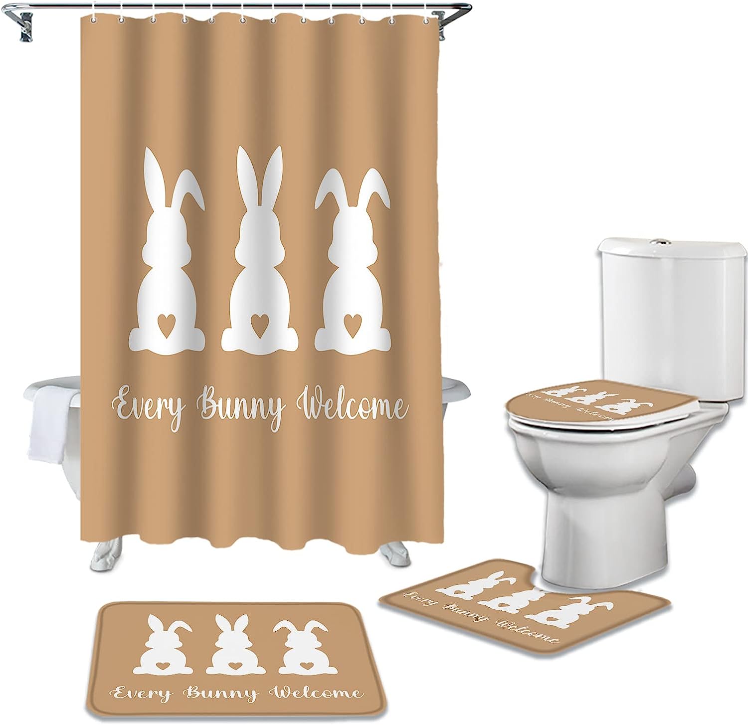 Bunny Welcome Happy Easter Shower Curtain - Cute And Durable Bathroom Accessory - Image 2