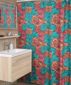 Bunte Rosen Floral Design Waterproof Fabric Shower Curtain