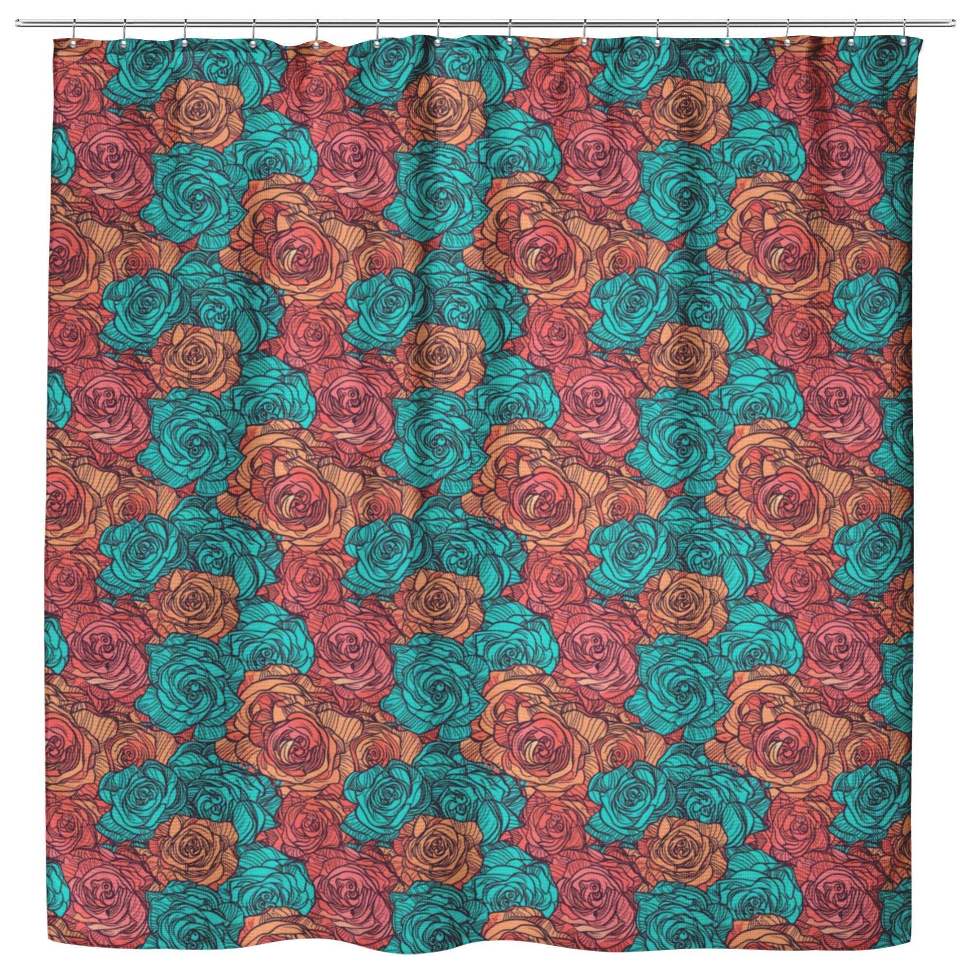 Bunte Rosen Floral Design Waterproof Fabric Shower Curtain - Image 3