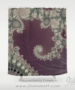 Burgundy Purple Green Bohemian Spiral Design Shower Curtain for Colorful Bathroom Decor
