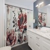 Burgundy Rose Floral Print Shower Curtain For Home Decor