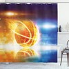 Burning Basketball Art Print Shower Curtain For Sport Themed Bathroom Decor