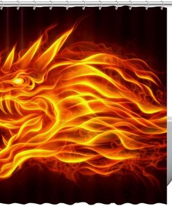 Burning Dragon Waterproof Fabric Shower Curtain For Bathroom