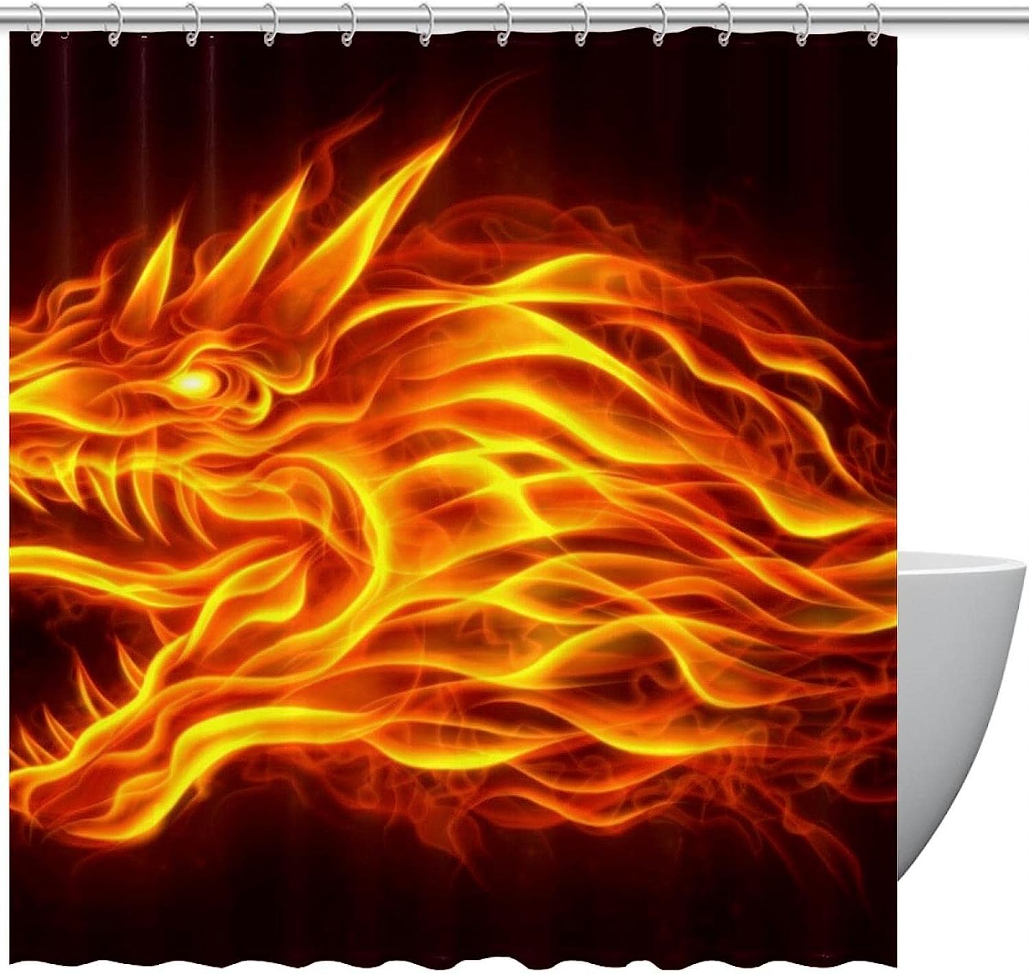 Burning Dragon Waterproof Fabric Shower Curtain For Bathroom