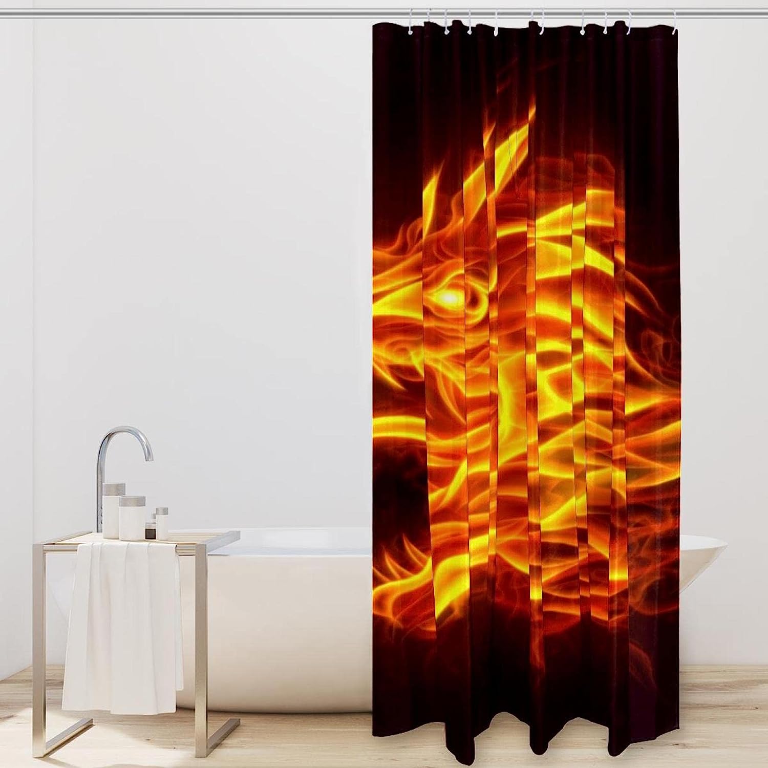 Burning Dragon Waterproof Fabric Shower Curtain For Bathroom - Image 2
