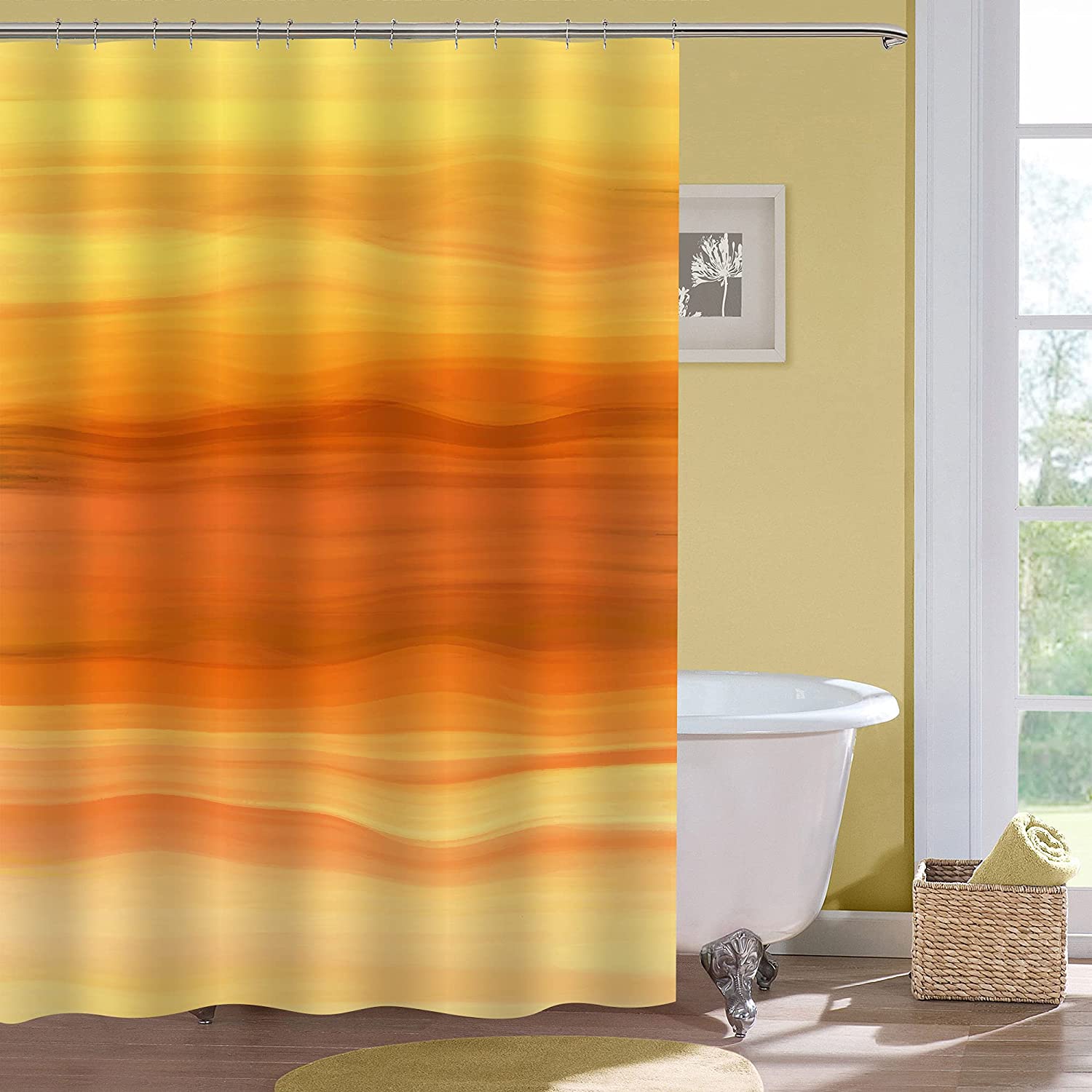 Burnt Orange Abstract Ocean Shower Curtain for Your Bathroom