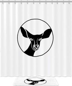 Business Style Deer Icon Bathroom Set With Waterproof Fabric Shower Curtain
