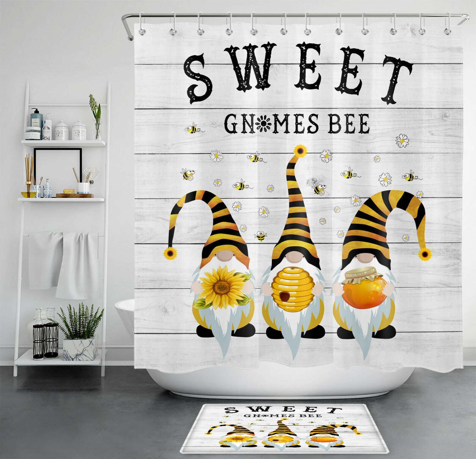 Busy Bee Shower Curtain With Quotes