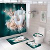 Butterflies And Flowers Fabric Shower Curtain For Bathroom Decor