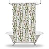 Butterflies And Leaves Multi-Sized Printed Flowers Shower Curtain For Bathroom