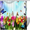 Butterflies Flower Garden Colorful Shower Curtain for Bathroom