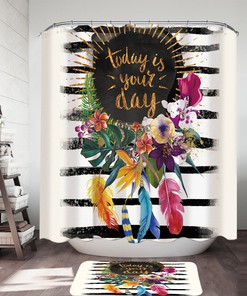 Butterflies, Palm Leaves, and Flowers Shower Curtain for a Nature-Inspired Bathroom