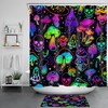 Butterflies and Botanical Mushrooms White Shower Curtain for Bathroom Decor