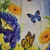 Butterfly And Flower Fabric Shower Curtain With Matching Window Valance