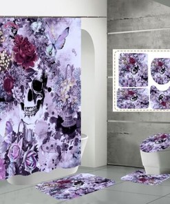 Butterfly And Flower Shower Curtain For Spring Bathroom Decor