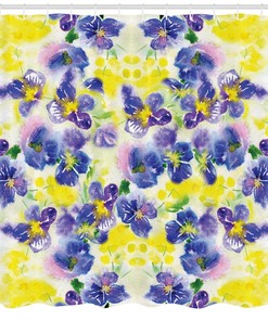 Butterfly And Violet Field Floral Shower Curtain For Bathroom