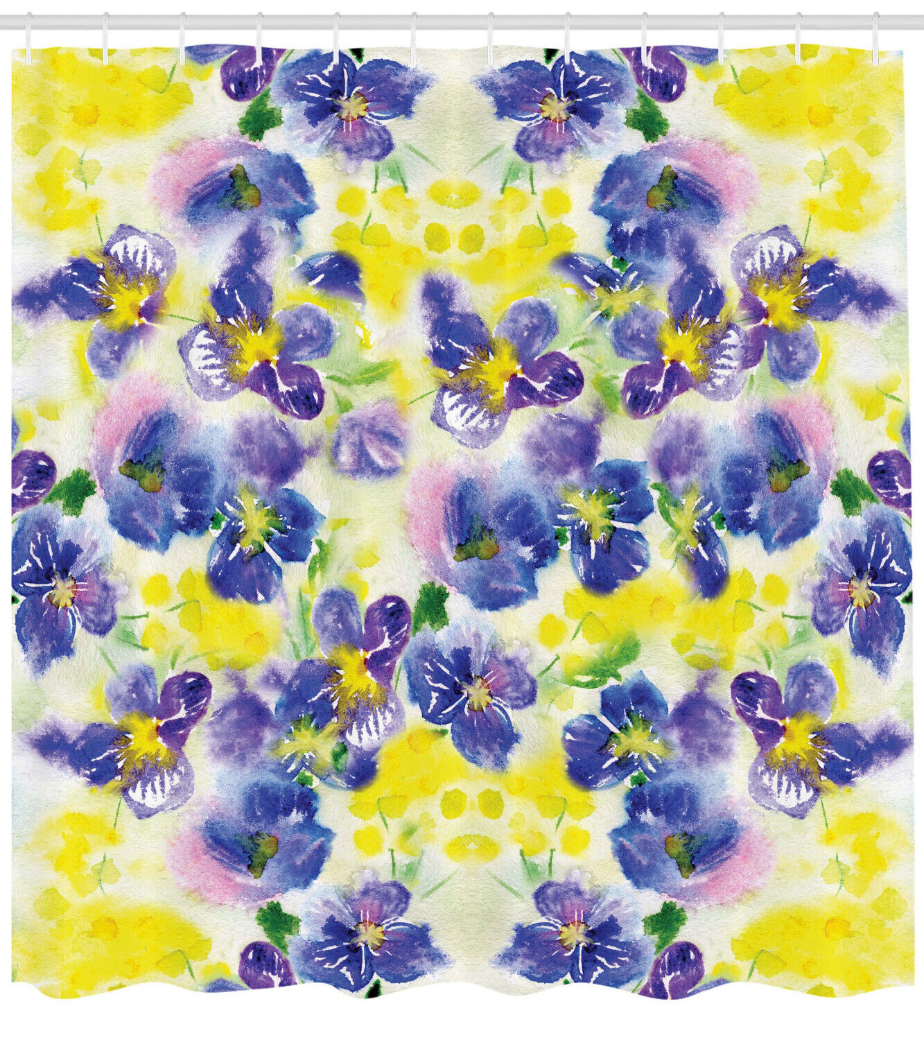Butterfly And Violet Field Floral Shower Curtain For Bathroom