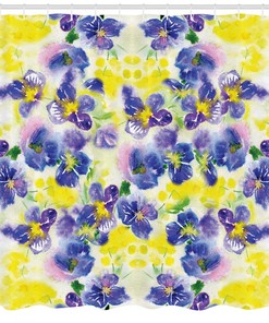Butterfly And Violet Field Floral Shower Curtain For Bathroom