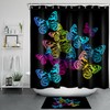 Butterfly Fabric Shower Curtain With Colorful Gradient Design, Wonderful Addition To Bathroom Decor