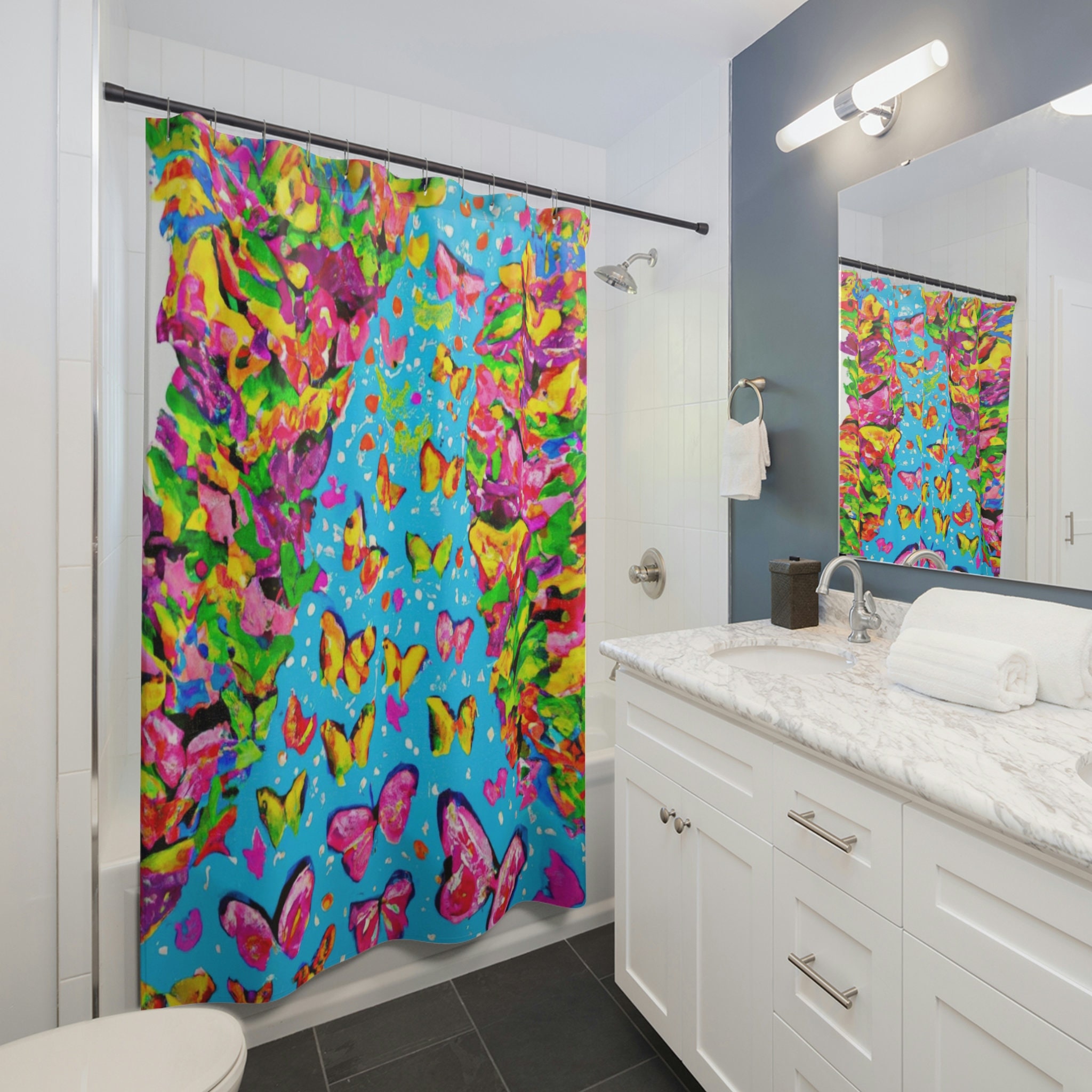 Butterfly Falls Shower Curtain For Refreshing Bathroom Decor - Image 2