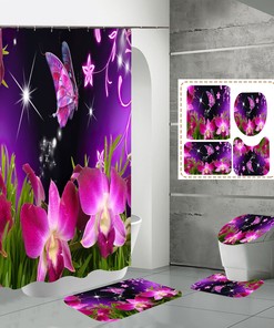 Butterfly Floral Shower Curtain