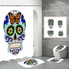 Butterfly Flower Print Skull Shower Curtain - Gothic Bathroom Decor with Unique Design