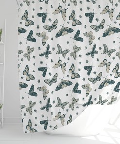 Butterfly Flower Rabbit Easter Eggs Cute Shower Curtain for Bathroom Decor
