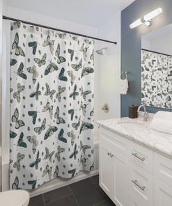 Butterfly Flower Rabbit Easter Eggs Cute Shower Curtain for Bathroom Decor