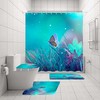 Butterfly Flowering Shrubs Shower Curtain with Starry Night Theme 