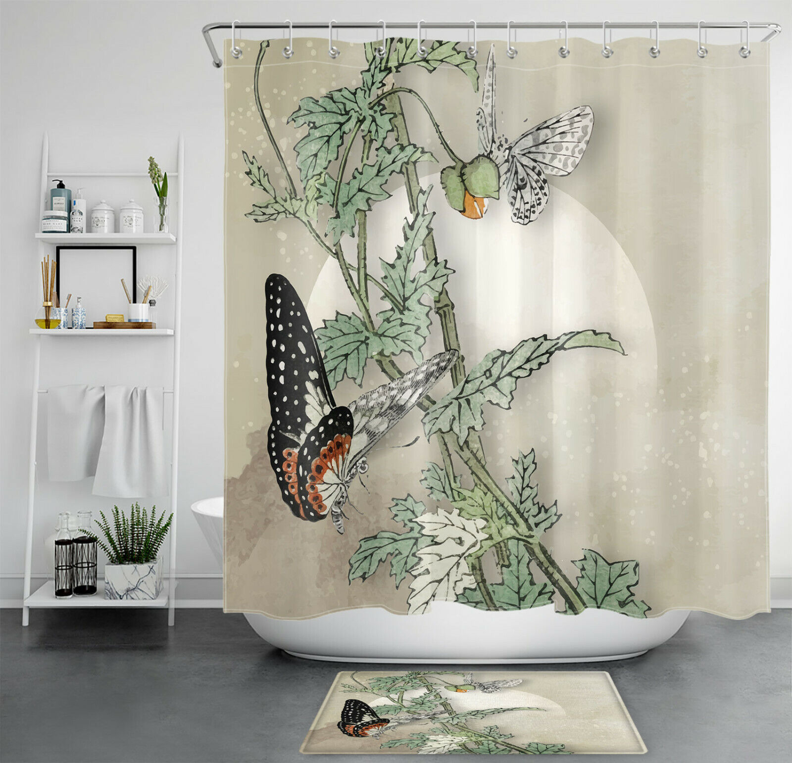 Butterfly Garden Bath Decor Curtain