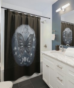 Butterfly Garden Greyscale Butterfly Shower Curtain