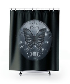 Butterfly Garden Greyscale Butterfly Shower Curtain
